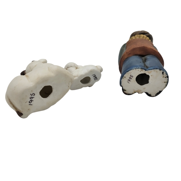 Vintage 1995 9 Pc Porcelain Bisque Nativity Set in Box Fabric-Centers of America - Picture 9 of 9